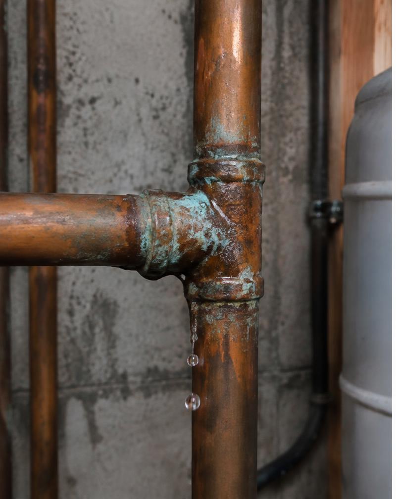 Copper pipe, before repair